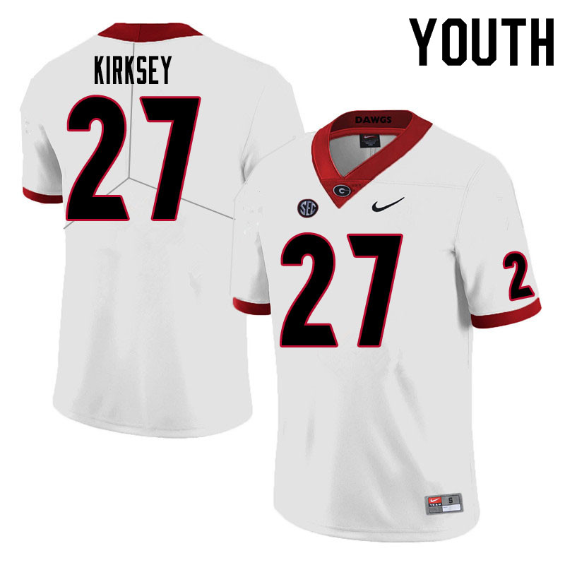 Youth #27 Austin Kirksey Georgia Bulldogs College Football Jerseys Sale-White